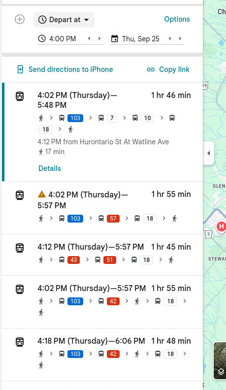 google maps directions for bus